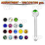 4b20ks clear acrylic nose bone 0 8mm 2mm ball shaped top crysta nose piercing