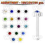 4b20ky clear acrylic nose bone 0 8mm star shaped top 1 4mm nose piercing