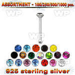 4b20s0 silver 925 nose bone 1 5mm round crystal top nose piercing