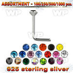 4b20y0 silver 925 l shaped nose stud 1 5mm round crystal top nose piercing