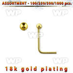 4b20ye 18k gold plated silver 925 l shaped nose stud 1 5mm ball nose piercing