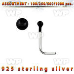 4b20yp silver 925 l shaped nose stud 1 5mm black plated ball sha nose piercing