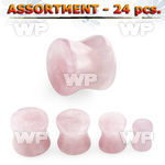 4b2kl0 of real rose quartz double flare stone plugs ear lobe piercing