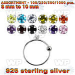 4b2s00 silver 925 nose rings closure ball 2mm prong set round nose piercing