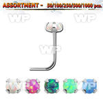 4b2sls silver 925 l shaped nose studs prongset 2 5mm round dome nose piercing