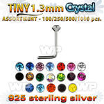 4b2szk silver 925 l shaped nose studs 1 25mm round crystal top nose piercing