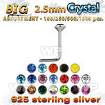 4b2szs silver 925 l shaped nose studs 2 5mm round crystal top nose piercing