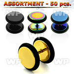 4b2z9p of ion plated steel fake plugs o ring s in mixed colors belly piercing