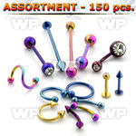 4b2zl 150 pcs starter pack of ion plated body jewelry labret belly piercing