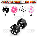 4b2zpl of acrylic fake cheater plug cute multi star design belly piercing