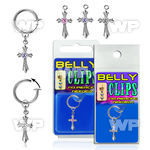 4b6mgzl9 fake belly clip dangling vintage style cross round prong belly piercing