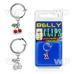 4b6mrts fake belly clip dangling crystal cherries belly piercing