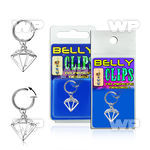 4b6msls fake belly clip dangling diamond shaped design belly piercing