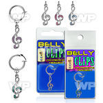4b6msly fake belly clip dangling musical note belly piercing