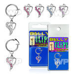 4b6mxa6k fake belly clip dangling heart design crystals on one sid belly piercing