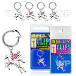 4b6myls fake belly clip dangling pegasus crystal studded wings belly piercing