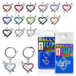 4b6mylt fake belly clip dangling crystal studded heart arrow belly piercing