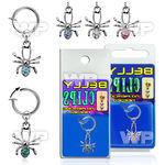 4b6mylz fake belly clip dangling crystal studded spider belly piercing
