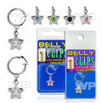 4b6mz9t fake belly clip dangling starsingle crystal in the center belly piercing