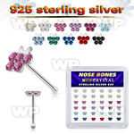 4f4hdjzy silver nose pins 22g butterfly colors crystals 36