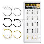 4f6buep box w of gold black ion plated 316l steel fake nose nose piercing