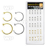 4f6but box w of gold ion plated 316l steel fake nose clips in nose piercing