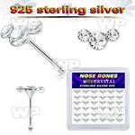 4f6h76zy silver nose pins 22g clear crystals curved 36