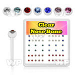 4f7e9 box w clear acrylic nose bone 0 8mm 2mm round crystal nose piercing