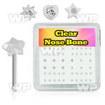 4f7es box w clear acrylic nose bone 0 8mm 3mm mixed shaped top nose piercing