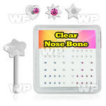 4f7ey box w clear acrylic nose bone 0 8mm 3mm mixed shaped top nose piercing