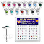 4fdrj box of silver nose bone foot print shaped top mixed colo nose piercing