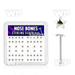 4fq37a box of silver nose bone plain silver star shaped tops nose piercing