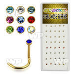 4fu3k4 box w gold ion plated surgical steel nose screw spirals nose piercing