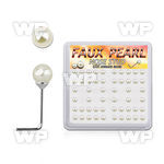 4fu3maz box w silver 925 l shaped nose studs 3mm faux pearl ball nose piercing