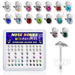 4fx1j box w silver 925 nose bone h shaped top mixed color cry nose piercing