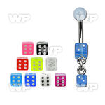 4u181 steel belly ring 5 6mm acrylic uv dices dangling 4mm belly piercing