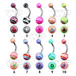 4u1f4 steel belly ring acrylic multi color marble balls length belly piercing