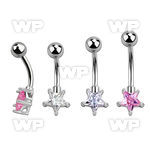4u3rg implant grade steel belly ring w 8mm star prong cz stone