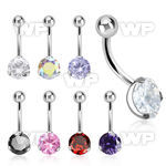 4ua1gt surgical steel casting belly ring 8mm prong set cubic zir belly piercing