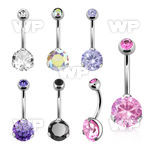 4ua1gtc4 surgical steel casting belly ring 8mm prong set cubic zir belly piercing
