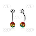 4udaya steel belly ring 5mm upper steel ball 6mm multi crystal belly piercing