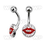 4ujrcks steel belly ring w ferido glue crystals in kissing mouth belly piercing