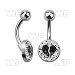 4ujrcky steel belly ring w ferido glue crystals inbroken heart belly piercing