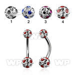 4ukda37 steel belly ringmulti crystal ferido ball scute dotted belly piercing