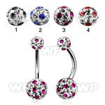 4ukdai7 steel belly ring multi crystal ferido glued ball scute belly piercing