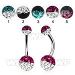 4ukdaiw steel belly ring multi crystal ferido glued ballsin two belly piercing