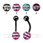 4urdat1 ion plated steel belly ring multi crystal ferido ball cut belly piercing