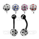 4urdat7 ion plated steel belly ring multi crystal ferido ball cut belly piercing