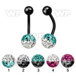 4urdatw ion plated steel belly ring multi crystal ferido ball in belly piercing