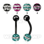 4urday1 ion plated steel belly ring 5mm top ball 6mm multi crys belly piercing